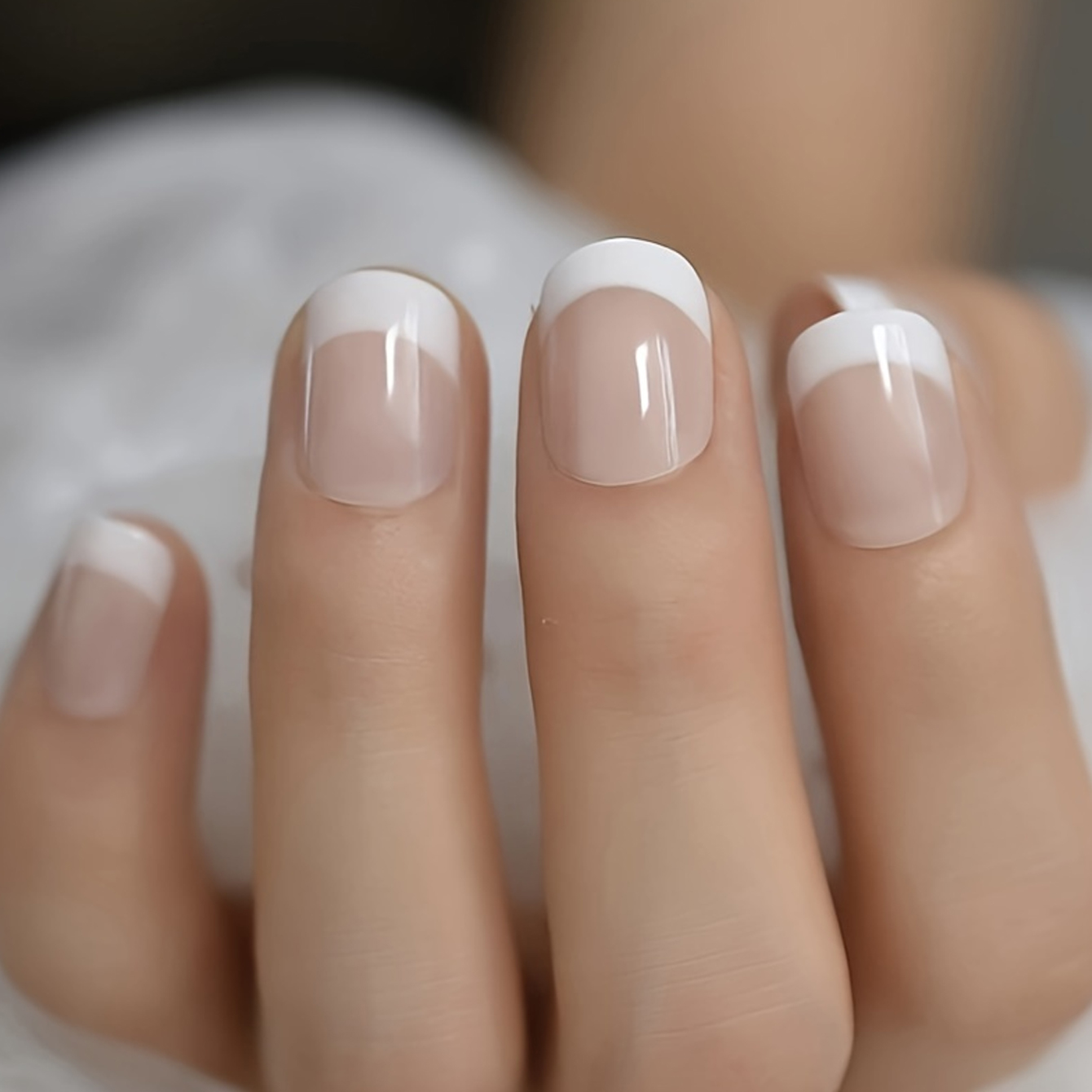 Nail Art French - 24 шт. французских коротких квадратных ногтей