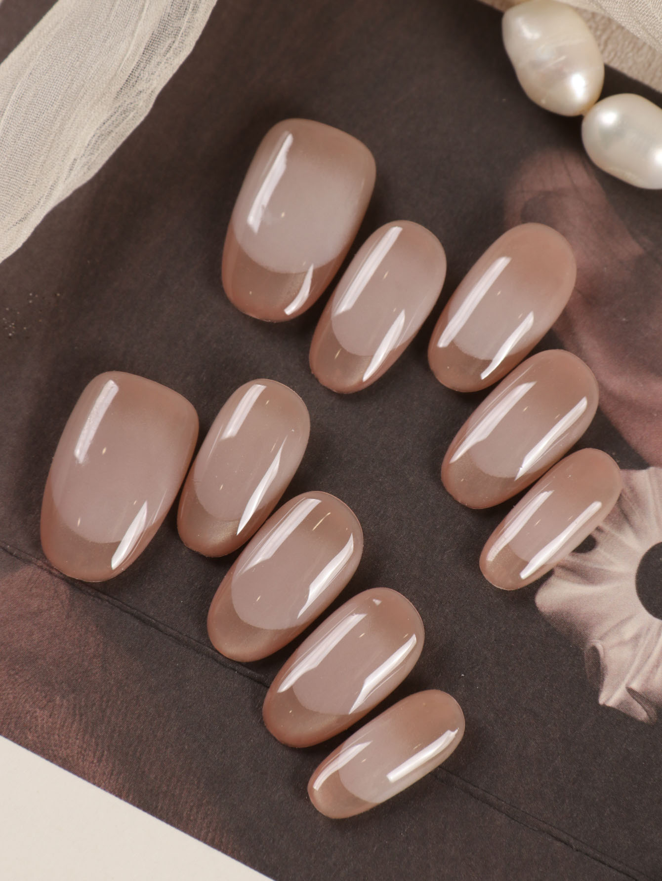 Nail Art French - Набор из 10 накладных ногтей: короткие,