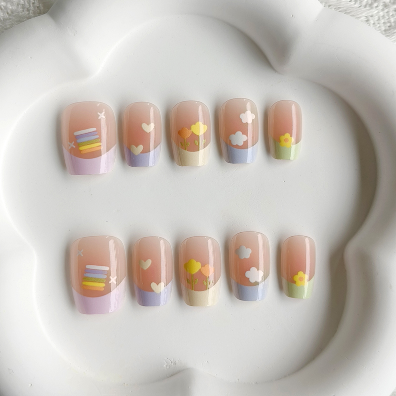 Nail Art French - 10 шт. Женские накладные ногти в