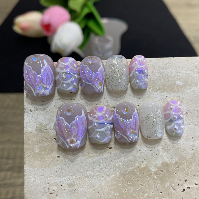 10 шт. накладных ногтей «Бабоч – обзор и цена Nail Art French