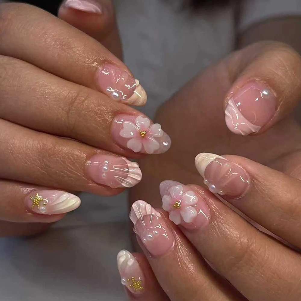24 шт. коротких овальных 3D-на – обзор и цена Nail Art French