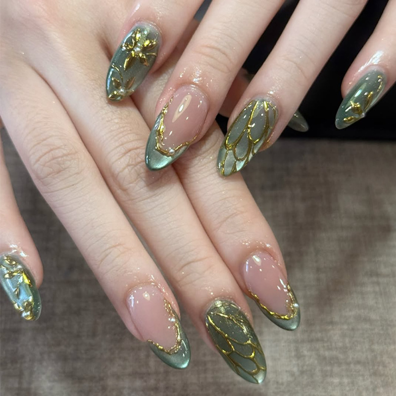 24 шт. зеленых накладных ногте – обзор и цена Nail Art French