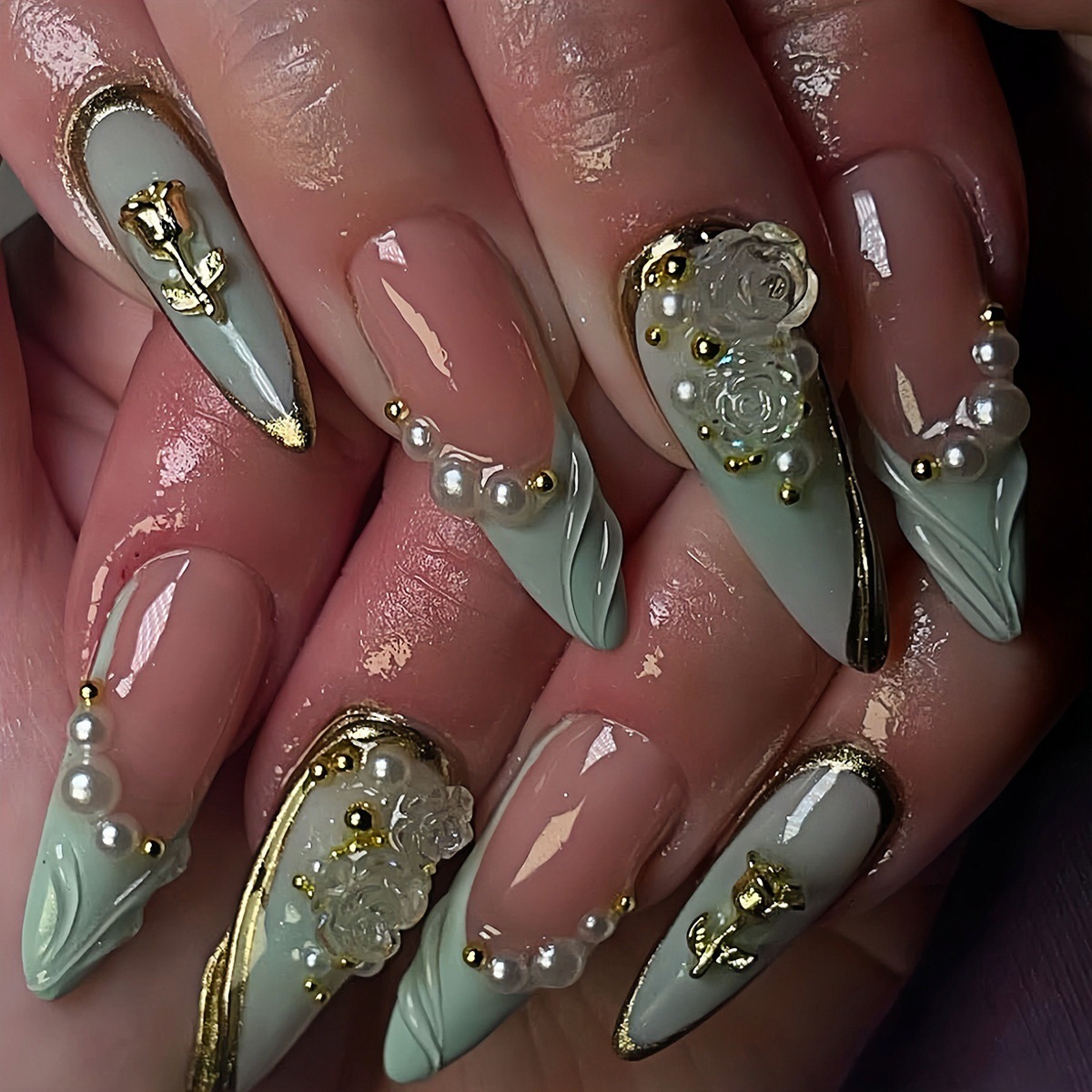 24 шт. зеленых накладных ногте – обзор и цена Nail Art French
