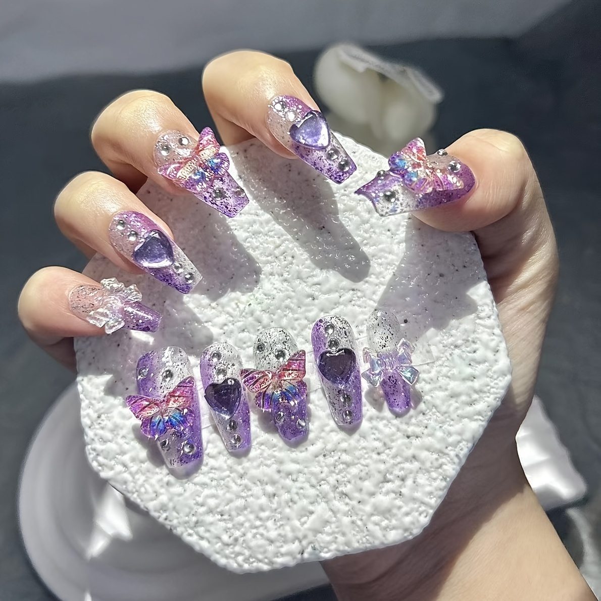 10 шт., фиолетовые накладные н – обзор и цена Nail Art Y2K