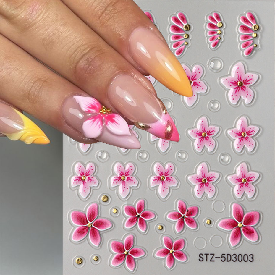 5D розовые цветочные наклейки  – обзор и цена Nail Foil Transfer