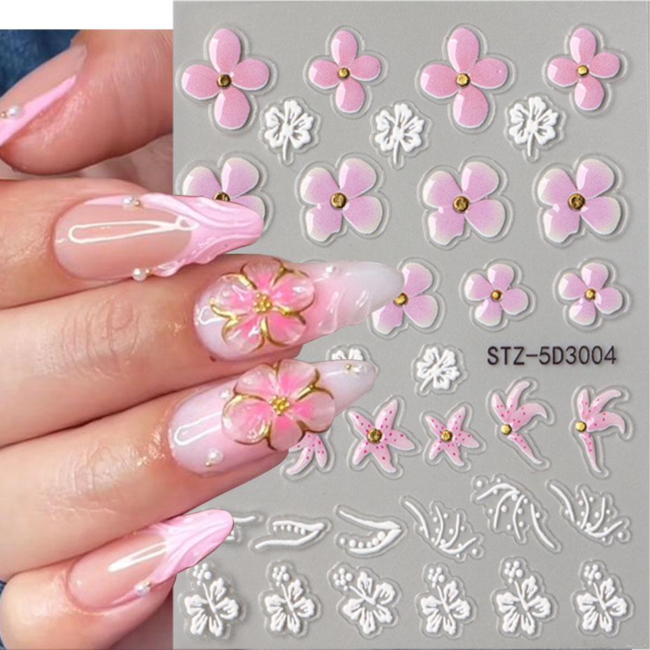 5D розовые цветочные наклейки  – обзор и цена Nail Foil Transfer